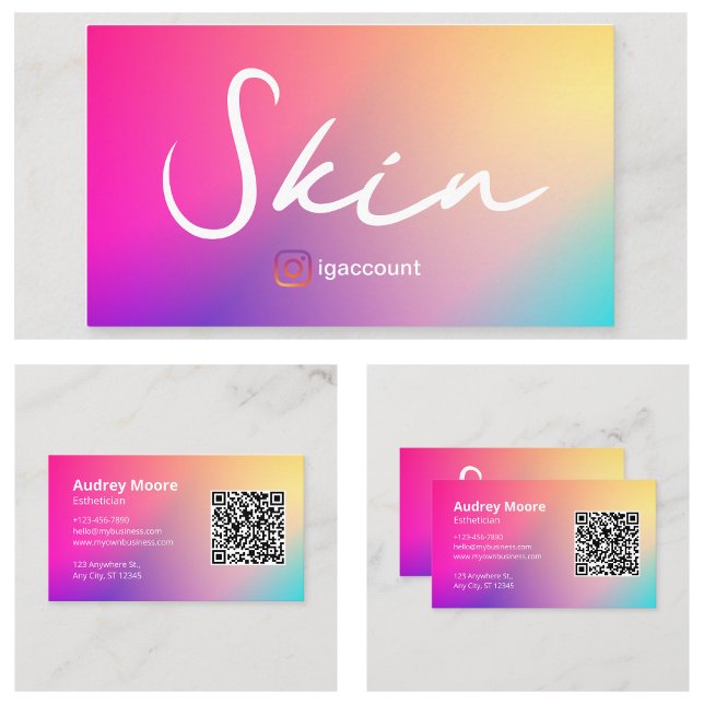 Skönhet Hud Estetiker QR-kod Visitkort (Beauty Skin Esthetician QR Code Business Card
)