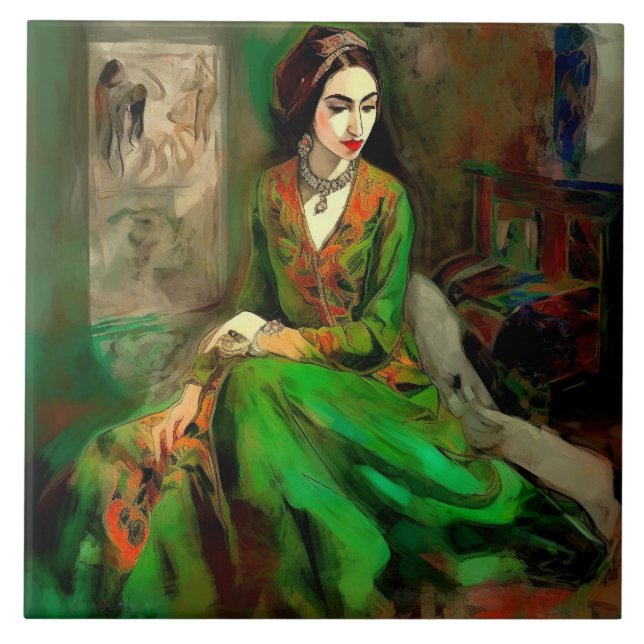 Skönhet i Grönt Kakelplatta (Framsidan)