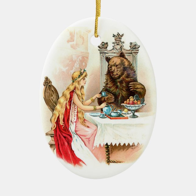 Skönhet i rosa och odjuret  julgransprydnad keramik (Framsidan)