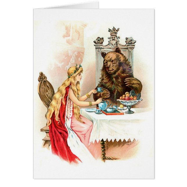 Skönhet i rosor och beasten hälsningskort (Framsidan)