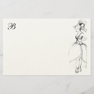 SKÖNHET I VIT KLÄN MONOGRAM BREVPAPPER