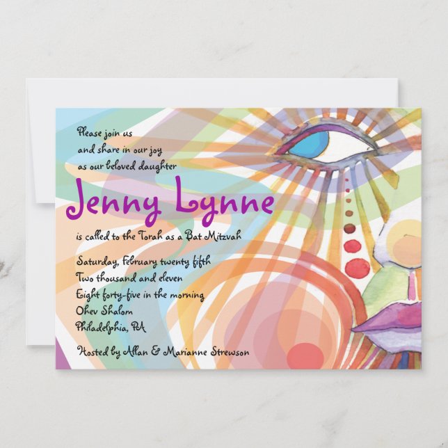 Skönhet inom Ansikte Bat mitzvah inbjudan till Inb (Framsida)