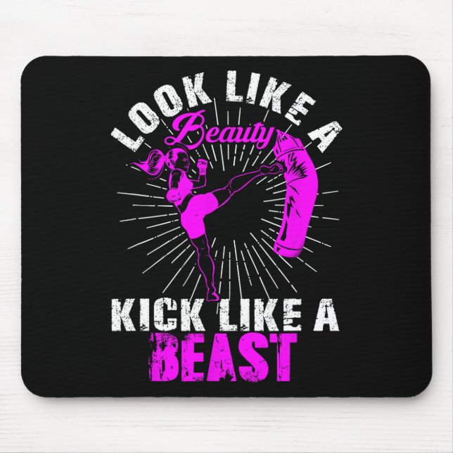 Skönhet Kickboxning Beast Kickboxare Tjej Fighter  Musmatta (Framsidan)