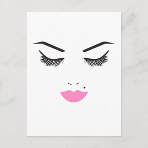 Skönhet Makeup Ansikte Ögonfransar & Rosa Läppar S Vykort