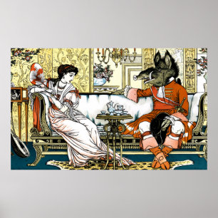 Skönhet och Beast Art nouveau Poster