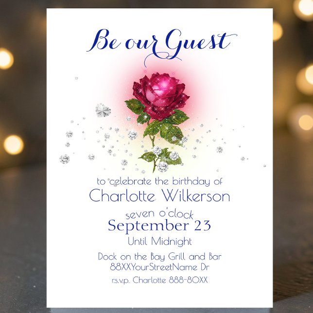 Skönhet och Beast med inbjudan till Magic Röd ros (Skapare uppladdad)