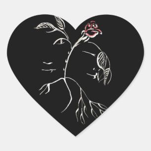 Skönhet och Beast Ro Hjärtformat Klistermärke
