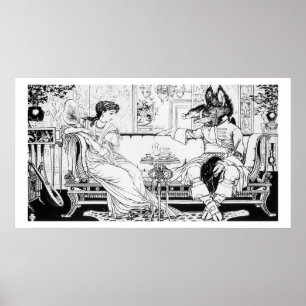 Skönhet och beasten, 1874 (lithoen) (b-/wfotoet) poster