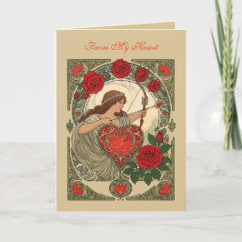 Skönhet och det sårbara Vintage Art Nouveau Romant Kort