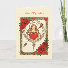 Skönhet och det såriga Vintage Art Nouveau Romanti Kort