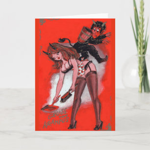 Skönhet och julen för Krampus vintagejulafton Helgkort