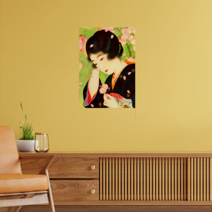 Skönhet och Körsbärsblommor Chigusa Kitani Poster