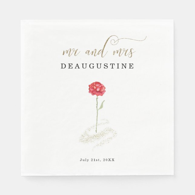 Skönhet och Odjuret Bröllop Pappersservett (Framsidan)