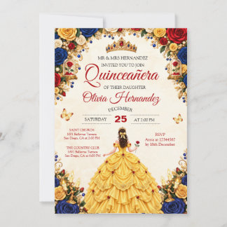 Skönhet och odjuret Quinceañera-inbjudan Inbjudningar