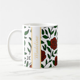 Skönhet och odjuret Trädgårdsros Namn Röd Kaffemugg