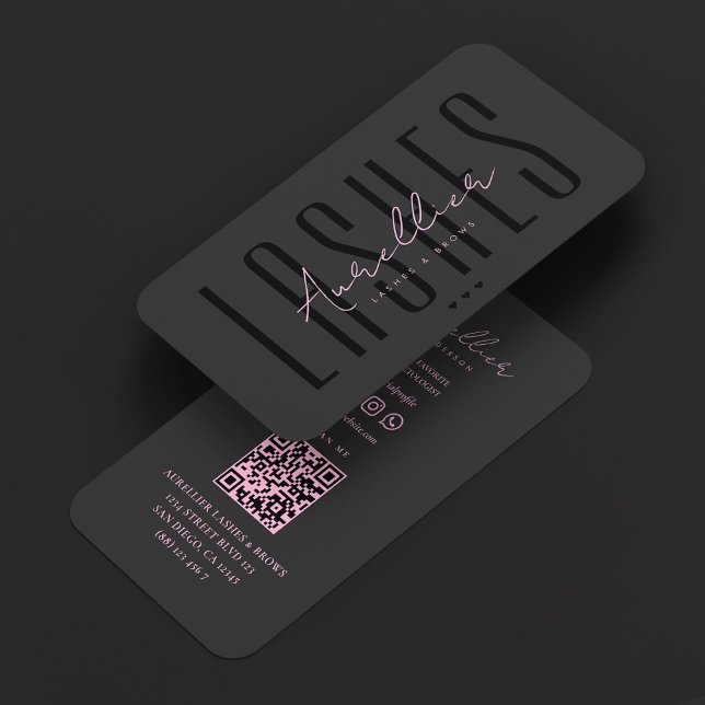 Skönhet Ögonfransar Ögonbryn Sminkartist Rosa Svar Visitkort (Beauty Lashes Brows Makeup Artist Pink Black Business Card
)