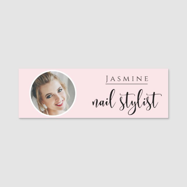 Skönhet Rosa Skönhet Professionell Nagelstylist Fo Namnbricka (Framsida)
