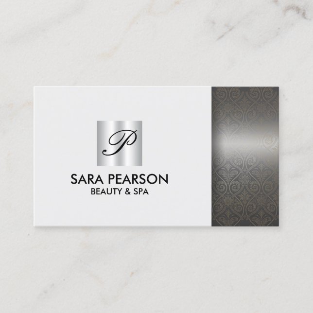 Skönhet Spa Elegant Monogram Visitkort (Framsida)