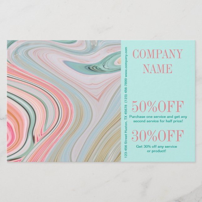 skönhet SPA frisörsalong vattenfärg korall mint Flygblad (Framsidan)