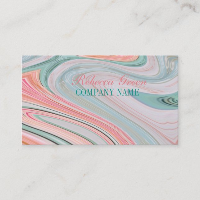skönhet SPA hårnagelsalon vattenfärgkorallmint Visitkort (Framsida)