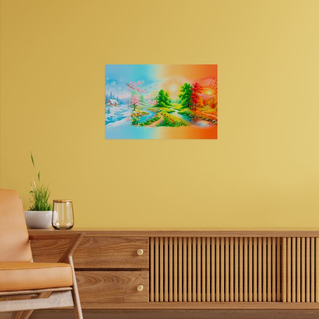 skönhet under alla fyra årstider poster (Vardagsrum 2)
