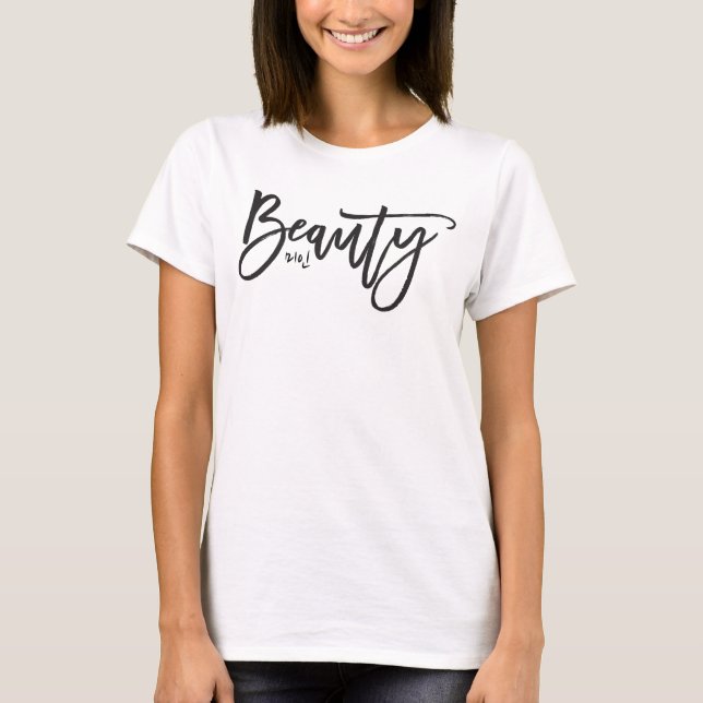 Skönhetcalligraphyen skrivar den koreanska tee shirt (Framsida)