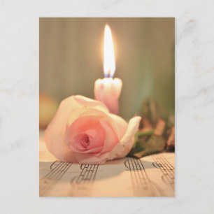 Skönhetsbehandling-rosa ros och ljus vykort