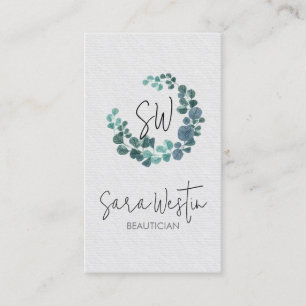 Skönhetsexpert Blomma Monogram Skönhet Visitkort