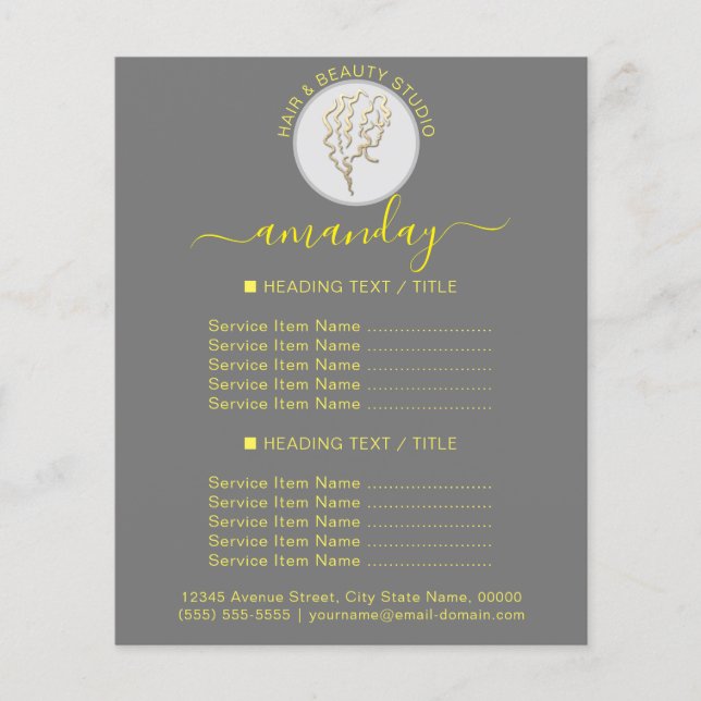 Skönhetssalong Återöppnar Logo QR KOD Prislista Flygblad (Framsidan)