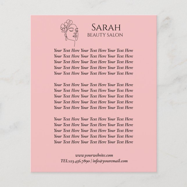 Skönhetssalong  flygblad (Framsidan)