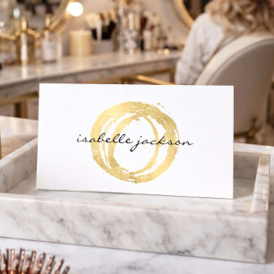 Skönhetssalong Företagskort Guld Logotyp Elegant Visitkort