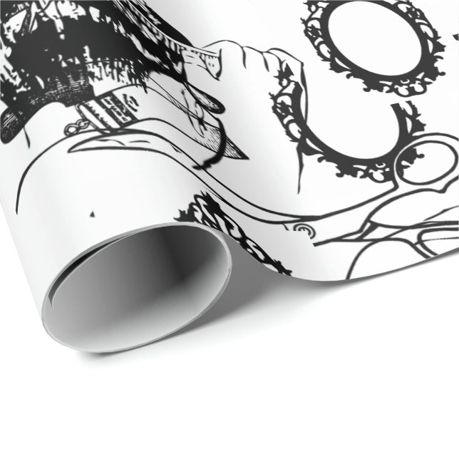 Skönhetssalong, herrfrisörsalong presentpapper (Rullad Hörn)