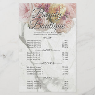 Skönhetssalong Marmor Blomma Prislista Flygblad