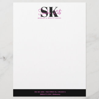Skönhetssalong Monogram Anpassad Logo Svart Rosa V Brevhuvud