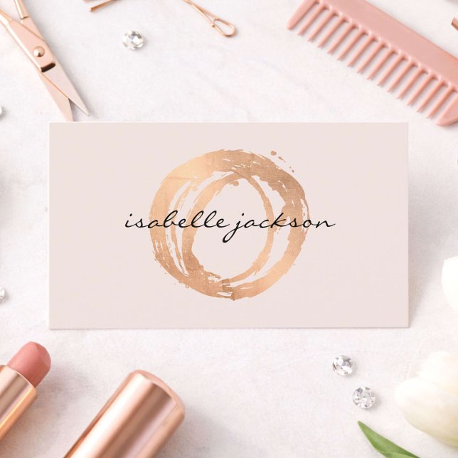 Skönhetssalong Namnkort Roséguld Logotyp Rosa (Skapare uppladdad)