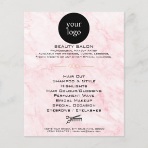 Skönhetssalong Pink Marble Beauty Salon Flygblad