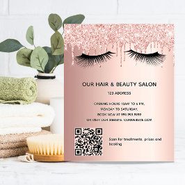 Skönhetssalong rose gold glitter smink QR-kod Flygblad