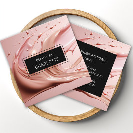 Skönhetssalongen Blush Pink Fyrkantigt Visitkort