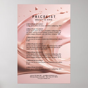 Skönhetssalongens Prislista Affisch Rosa Röda Nyan