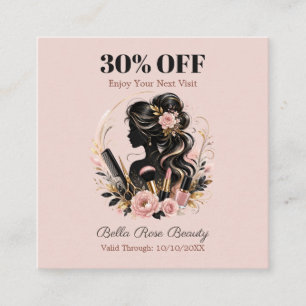 Skönhetssalongskort med Blush Floral Beauty Rabattkort