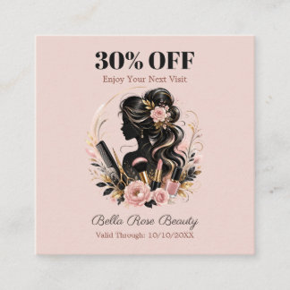 Skönhetssalongskort med Blush Floral Beauty Rabattkort