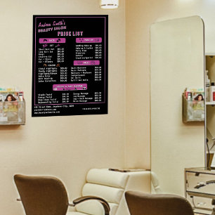 Skönhetssalongstjänster Prislista Modern Svart Ros Poster