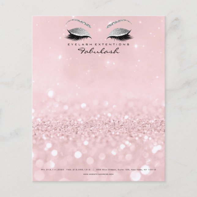 Skönhetsstudio Lashes Sminkstylist Silver Rosa Flygblad (Framsidan)