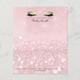 Skönhetsstudio Ögonfransar Sminkstylist Guld Rosa Flygblad