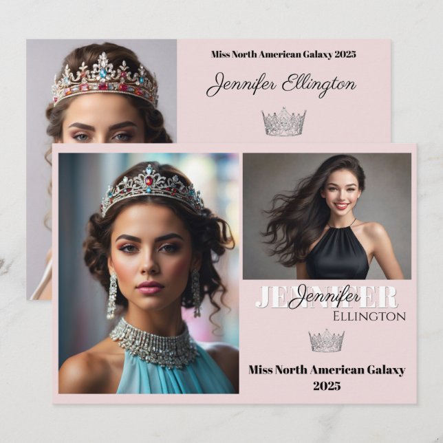 Skönhetstävling Essentials-kombinationskort för au Inbjudningar (Fram/baksida)