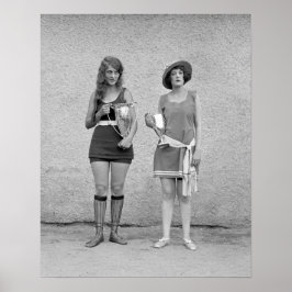Skönhetstävling för badande, 1922. Gammalt foto Poster