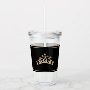 Skönhetstävling Guld Tiara Krona akrylisk tumlare Take Away Mugg