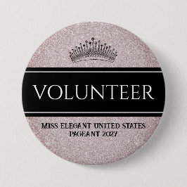 Skönhetstävling Knapp Pin Glitter Sash Frivillig K