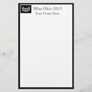 Skönhetstävling Krona & Custom Name Stationery Lak Brevpapper