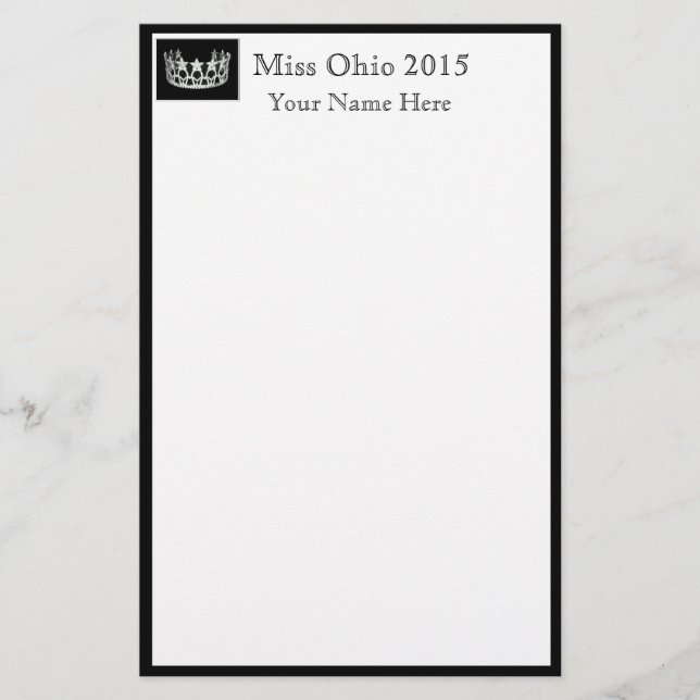 Skönhetstävling Krona & Custom Name Stationery Lak Brevpapper (Framsida)